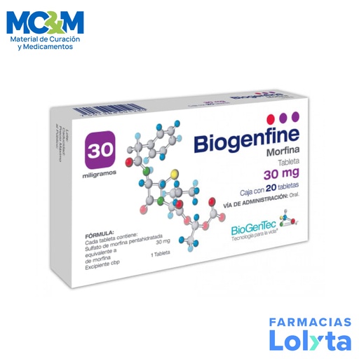 [616] MORFINA 30 MG C/20 TAB BIOGENFINE LAB PSICOFARMA GRUPO I
