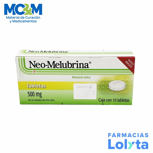 [1079] NEOMELUBRINA 500 MG C/10 TAB METAMIZOL LAB SANOFI AVENTIS