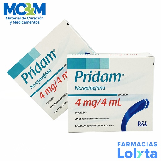 [1678] NOREPINEFRINA SOL INY 4 MG/4 ML C/10 AMP PRIDAM LAB PISA