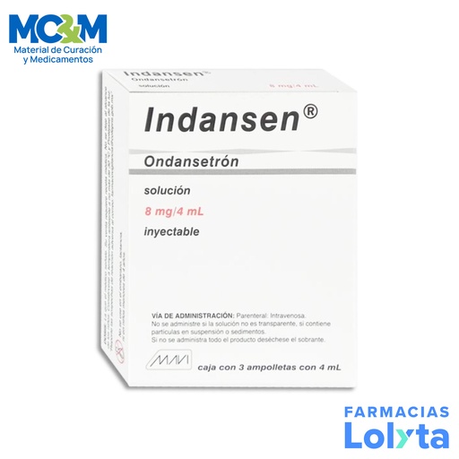 [2605] ONDANSETRON SOL INY 8 MG/4 ML C/3 AMP INDANSEN LAB MAVI (VIDRIO)