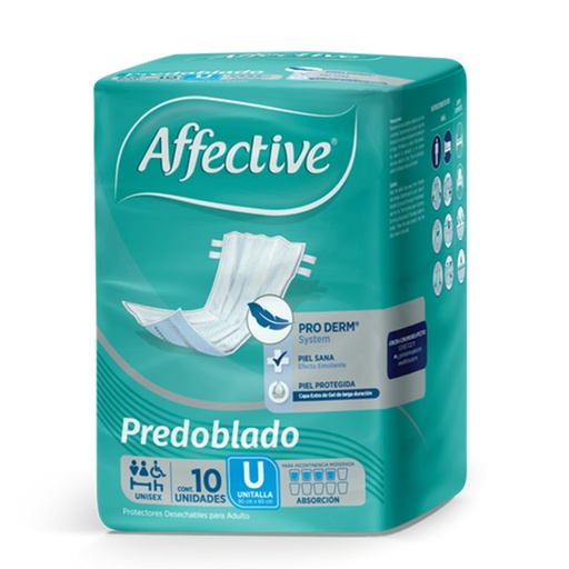 [641] PAÑAL AFFECTIVE ADULTO PREDOBLADO UNITALLA C/10