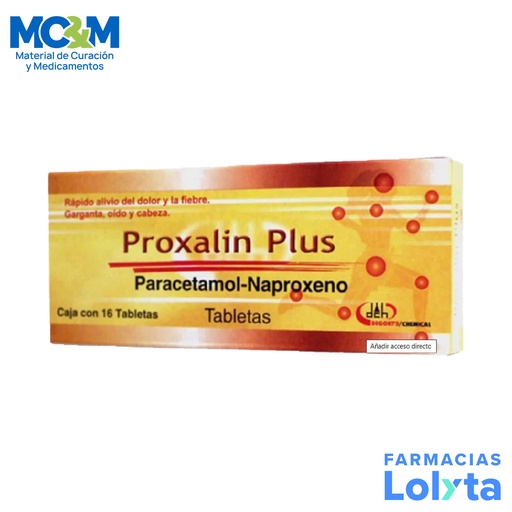 [2207] PARACETAMOL NAPROXENO 300/250 MG C/16 TAB PROXALIN PLUS LAB DEGORTS
