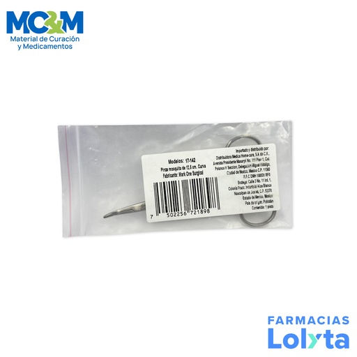[655] PINZA MOSQUITO CURVA 12.5 CM PARA HEMOSTASIA MODELO 17-142 HOMECARE