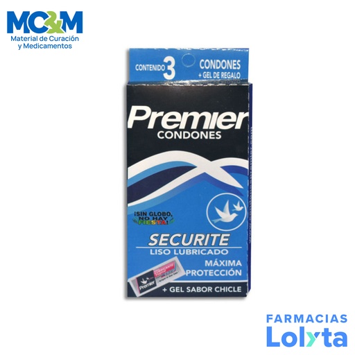[4165] PRESERVATIVO PREMIER SECURITE AZUL C/3 PIEZAS LAB PREMIER