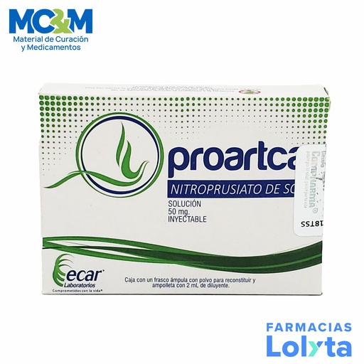 [516] PROARTCAR SOL INY 50 MG/2 ML NITROPRUSIATO DE SODIO LAB ECAR