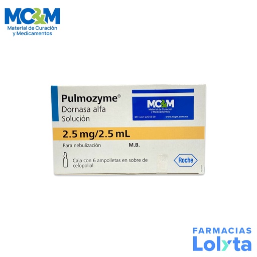 [671] PULMOZYME SOL P/NEBULIZAR 2.5 MG/2.5 ML C/6 AMP DORNASA ALFA LAB ROCHE (RF)