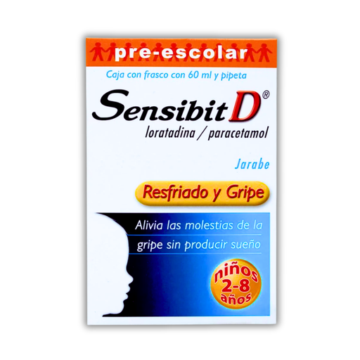 [872] SENSIBIT D JARABE INFANTIL 16.66 MG/3.2 G/100 ML FCO C/60 ML SABOR FRAMBUESA LORATADINA PARACETAMOL LAB LIOMONT (PRE-ESCOLAR)