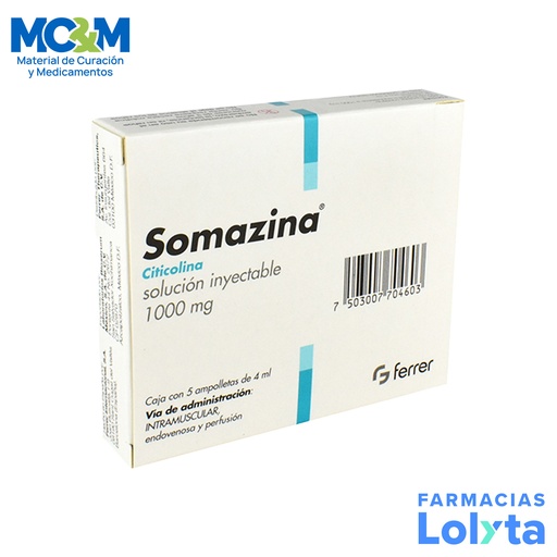 [777] SOMAZINA SOL INY 1000 MG/4 ML C/5 AMP CITICOLINA LAB FERRER