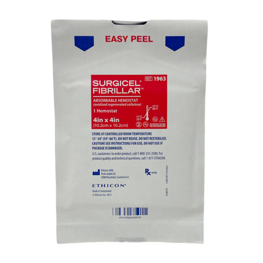 [773] SURGICEL FIBRILLAR 10.2 X 10.2 CM HEMOSTATICO ABSORBIBLE (CELULOSA REGENERADA OXIDADA) REF 1963 ETHICON J&J