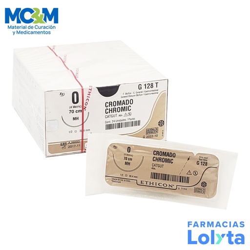 [3814] SUTURA CATGUT CROMICO 0 36.4 MM 70 CM MH AHUSADA REDONDA C/12 G128T ETHICON GENERAL/GASTROINTESTINAL