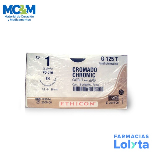 [3810] SUTURA CATGUT CROMICO 1 26 MM 70 CM SH AHUSADA REDONDA C/12 G125T ETHICON GASTROINTESTINAL