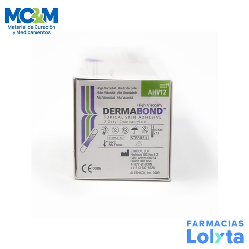 [3823] SUTURA DERMABOND 0.5 ML ALTA VISCOSIDAD ADHESIVO PARA LA PIEL PIEZA AHV12 ETHICON