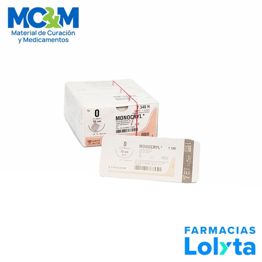 [3830] SUTURA MONOCRYL 0 36.4 MM 70 CM CT-1 AHUSADA REDONDA POLIGLECAPRONE 25 C/12 Y340H ETHICON GENERAL