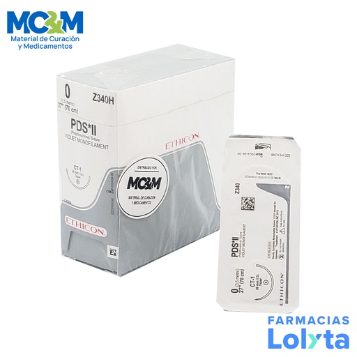 [3855] SUTURA PDS*II 0 36 MM 70 CM CT-1 AHUSADA REDONDA POLIDIOXANONA C/12 Z340H ETHICON