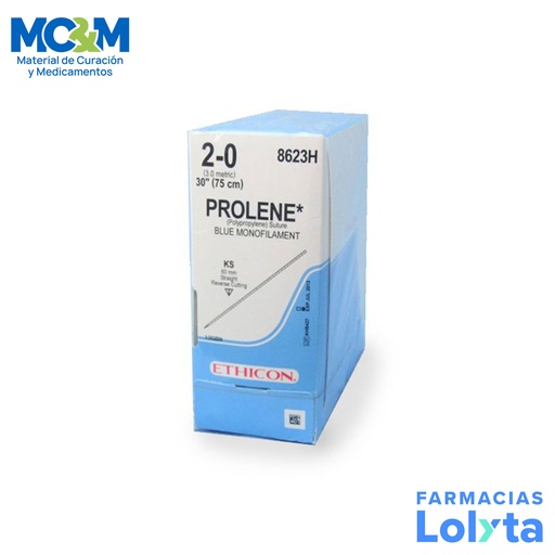 [3864] SUTURA PROLENE 2/0 60 MM 75 CM KS CORTANTE RECTA POLIPROPILENO C/12 8623H ETHICON