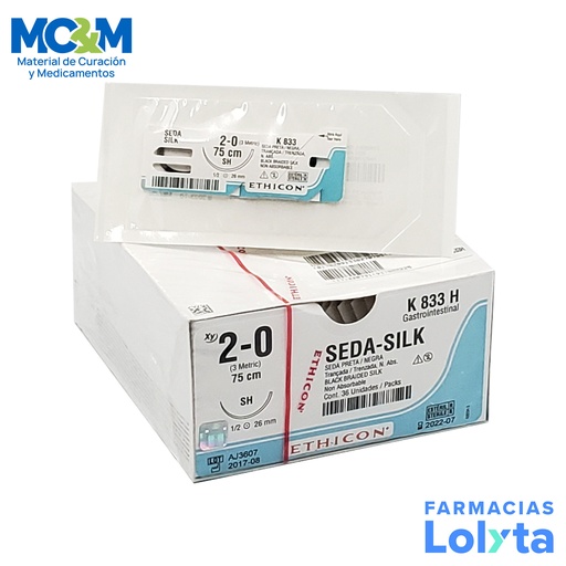 [3890] SUTURA SEDA 2/0 26 MM 75 CM SH AHUSADA REDONDA C/12 K833H ETHICON GASTROINTESTINAL