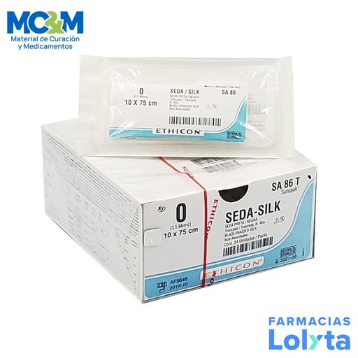[3902] SUTURA SEDA 0 10 X 75 CM SIN AGUJA C/12 SA86T ETHICON SUTUPACK