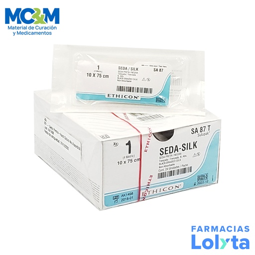 [3903] SUTURA SEDA 1 10 X 75 CM SIN AGUJA C/12 SA87T ETHICON SUTUPACK