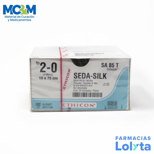 [3904] SUTURA SEDA 2/0 10 X 75 CM SIN AGUJA C/12 SA85T ETHICON SUTUPACK