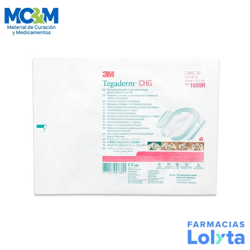 [856] TEGADERM CHG 10 X 15.5 CM C/25 PZAS APOSITO CON GLUCONATO DE CLORHEXIDINA REF 1659R 3M