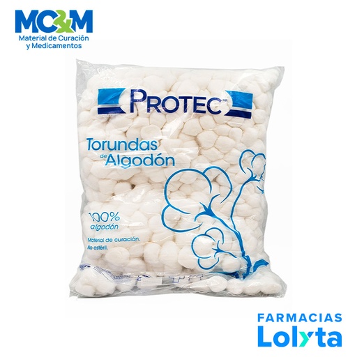 [3399] TORUNDA DE ALGODON 500 G C/1000 BOLITAS NO ESTERIL PROTEC DEGASA 0216000