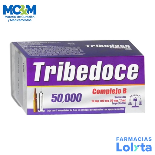 [2392] HIDROXOCOBALAMINA TIAMINA PIRIDOXINA SOL INY 10/100/50 MG/2 ML C/5 AMP TRIBEDOCE 50 000 LAB BRULUART