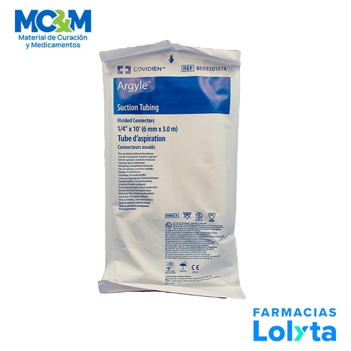 [3269] TUBO DE SUCCION 1/4 X 10 (6 MM X 3 M) ESTERIL CONEXION PARA ASPIRACION ARGYLE REF 8888301614 COVIDIEN