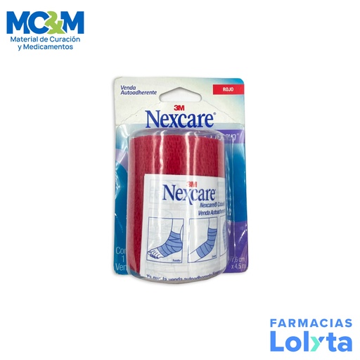 [946] VENDA COBAN 7.6 CM X 4.5 M AUTOADHERENTE COLOR ROJO NEXCARE 3M