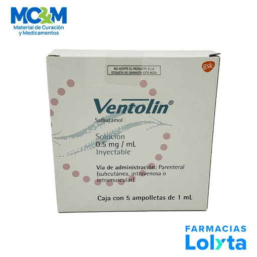 [858] VENTOLIN SOL INY 0.5 MG/ML C/5 AMP SALBUTAMOL LAB GSK
