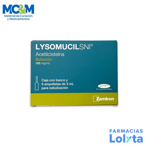 [1141] LYSOMUCIL SNI SOL P/NEBULIZAR 100MG/ML C/5 AMP 3 ML ACETILCISTEINA LAB CONCORDIA