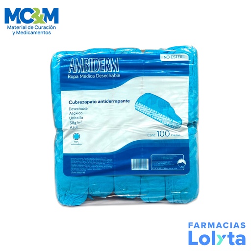 [1252] CUBRE ZAPATO CON ANTIDERRAPANTE C/100 PIEZAS AMBIDERM