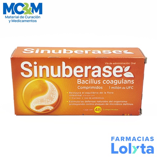 [1230] SINUBERASE 1 MILLON UFC C/48 COMPRIMIDOS BACILLUS COAGULANS LAB SANOFI AVENTIS
