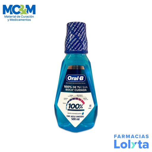 [1528] ORAL-B ENJUAGUE BUCAL 100% DE TU BOCA CUIDADA 500ML LAB P&G