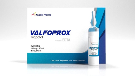 [1654] PROPOFOL EMULSION INY 200 MG/20 ML C/5 AMP VALFOPROX LAB ALVARTIS PHARMA