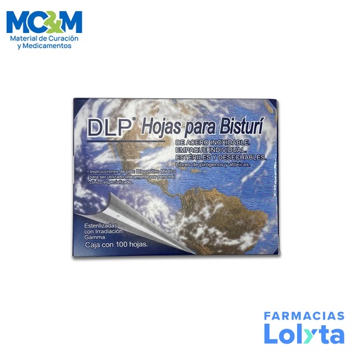 [1716] HOJA PARA BISTURI #22 ACERO INOXIDABLE C/100 DENTILAB
