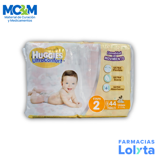 [1754] PAÑAL HUGGIES ULTRA CONFORT UNISEX ETAPA 2 C/44 PZAS KIMBERLY CLARK