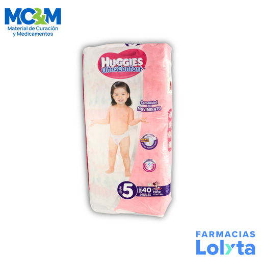 [1765] PAÑAL HUGGIES ULTRA CONFORT NIÑA ETAPA 5 C/40 PZAS KIMBERLY CLARK