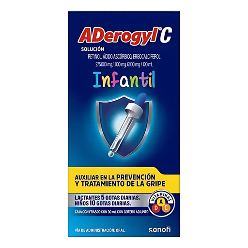 [1775] ADEROGYL INFANTIL VITAMINAS A D Y C SOL ORAL C/30 ML RETINOL ACIDO ASCORBICO ERGOCALCIFEROL LAB SANOFI