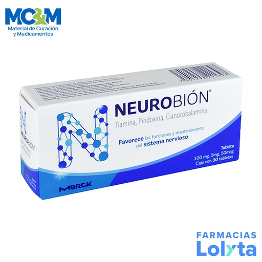 [2744] NEUROBION 100/5MG/50MCG C/30 TAB TIAMINA PIRIDOXINA CIANOCOBALAMINA LAB MERCK