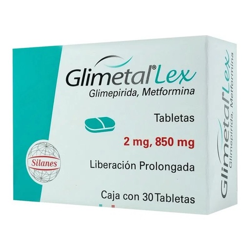 [2806] GLIMETAL LEX 2/850 MG C/30 TAB LP GLIMEPIRIDA METFORMINA LAB SILANES
