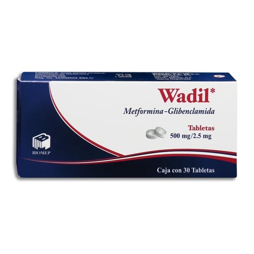 [2845] METFORMINA GLIBENCLAMIDA 500/2.5 MG C/30 TAB WADIL LAB BIOMEP