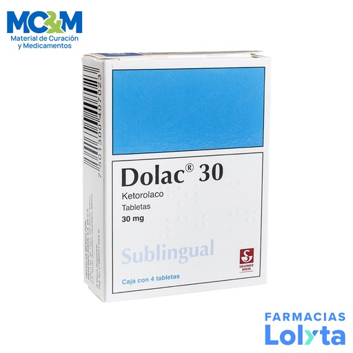 [2141] DOLAC 30 MG C/4 TAB SUBLINGUAL KETOROLACO LAB SIEGFRIED  RHEIN