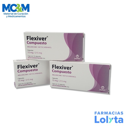 [2300] MELOXICAM METOCARBAMOL 15/215 MG C/10 CAP FLEXIVER COMPUESTO LAB MAVER