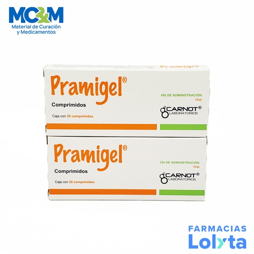 [3006] PRAMIGEL 10/200/200/50 MG C/20 COMPRIMIDOS METOCLOPRAMIDA HIDROXIDO DE ALUMINIO HIDROXIDO DE MAGNESIO SIMETICONA LAB CARNOT