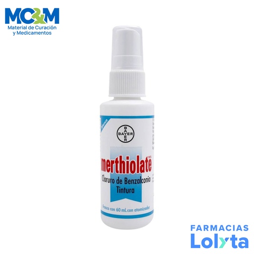 [2301] MERTHIOLATE BLANCO TINTURA C/60 ML CLORURO DE BENZALCONIO LAB BAYER