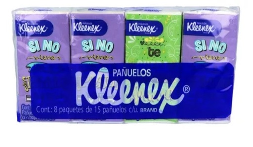 [3186] PAÑUELOS KLEENEX C/8 PAQUETES DE 15 PZAS KIMBERLY-CLARK