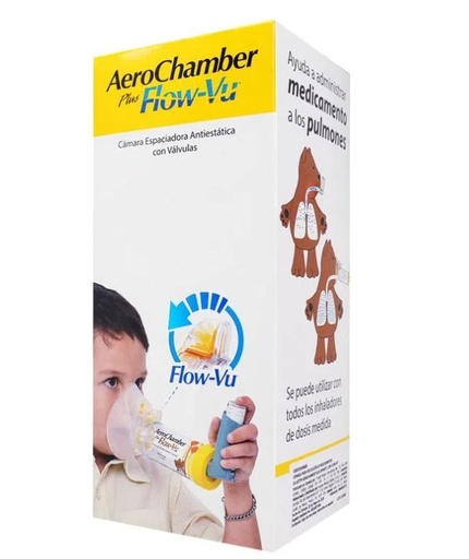 [3246] AEROCHAMBER PLUS FLOW-VU INFANTIL (1-5 AÑOS) CAMARA ESPACIADORA ANTIESTATICA CON VALVULAS PARA INHALADOR TRUDELL MEDICAL
