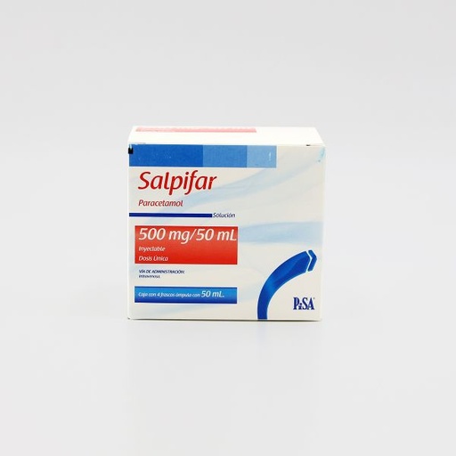 [3664] PARACETAMOL SOL INY 500 MG/50 ML C/4 FCO AMP SALPIFAR LAB PISA