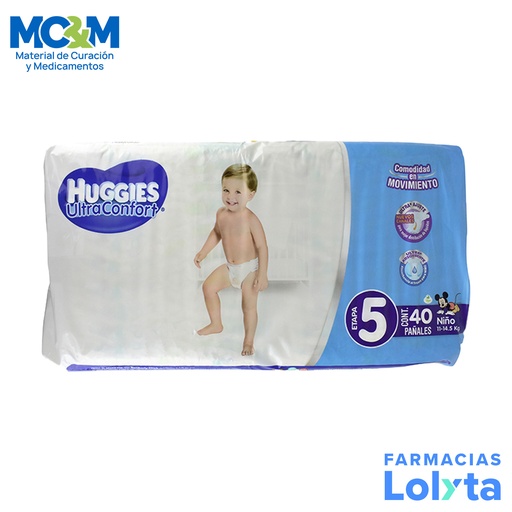 [2350] PAÑAL HUGGIES ULTRA CONFORT NIÑO ETAPA 5 C/40 PZAS KIMBERLY CLARK