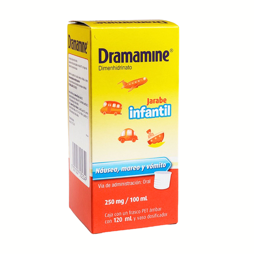 [2637] DRAMAMINE JARABE INFANTIL 250 MG/100 ML FCO C/120 ML DIMENHIDRINATO LAB JOHNSON